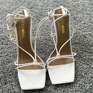 White Fashionova strappy heels